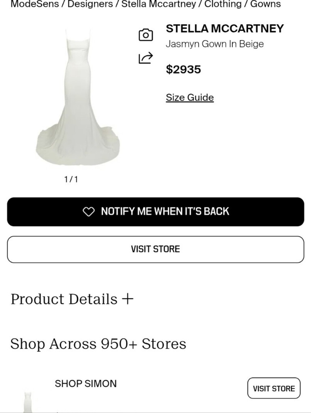 STELLA MCCARTNEY Ivory Floor-Length Bridal Gown